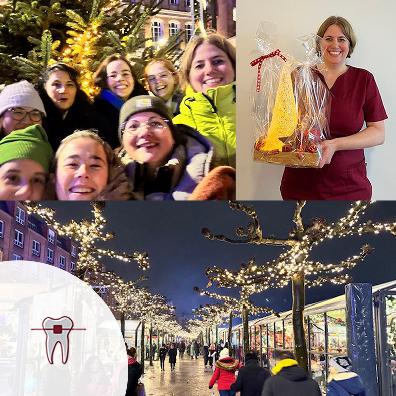 Dr. Gedigk mit Team auf dem Weihnachtsmarkt Roncalli Düsseldorf, Geschenk vom Team